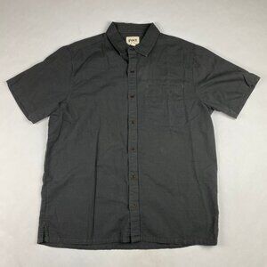 Pact Mens Button Up Shirt Size Large Short Sleeve Cotton Linen Blend Gray